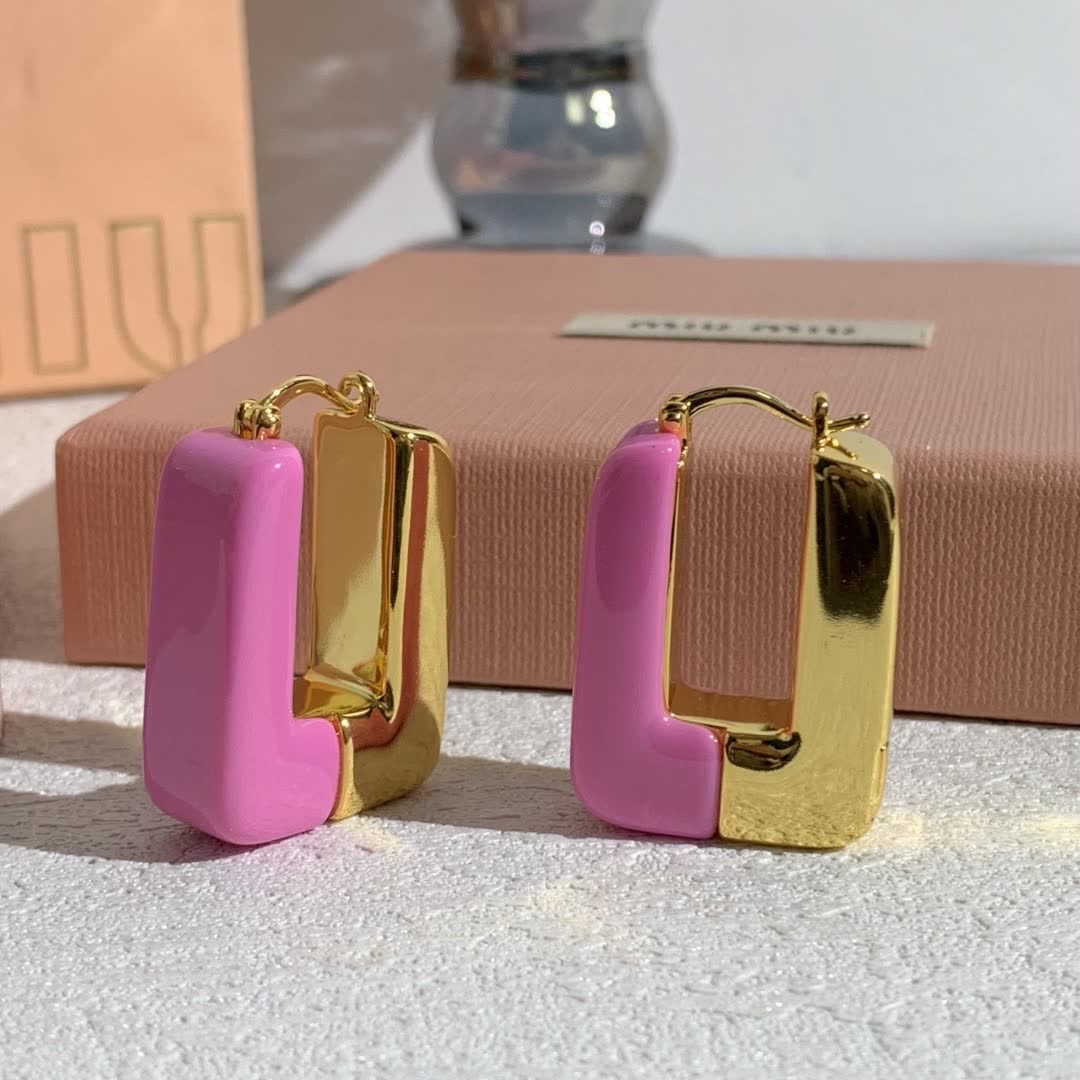 Miu Miu Pink Rectangle Earrings